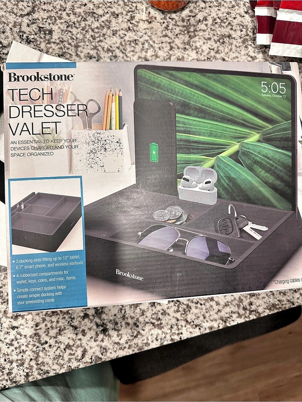 Brookstone Tech Dresser Valet Tech Organizer Black